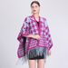 Shawl cape Lady's plaid cardigan with fringe plaid cape woolen coat_viptrois.com