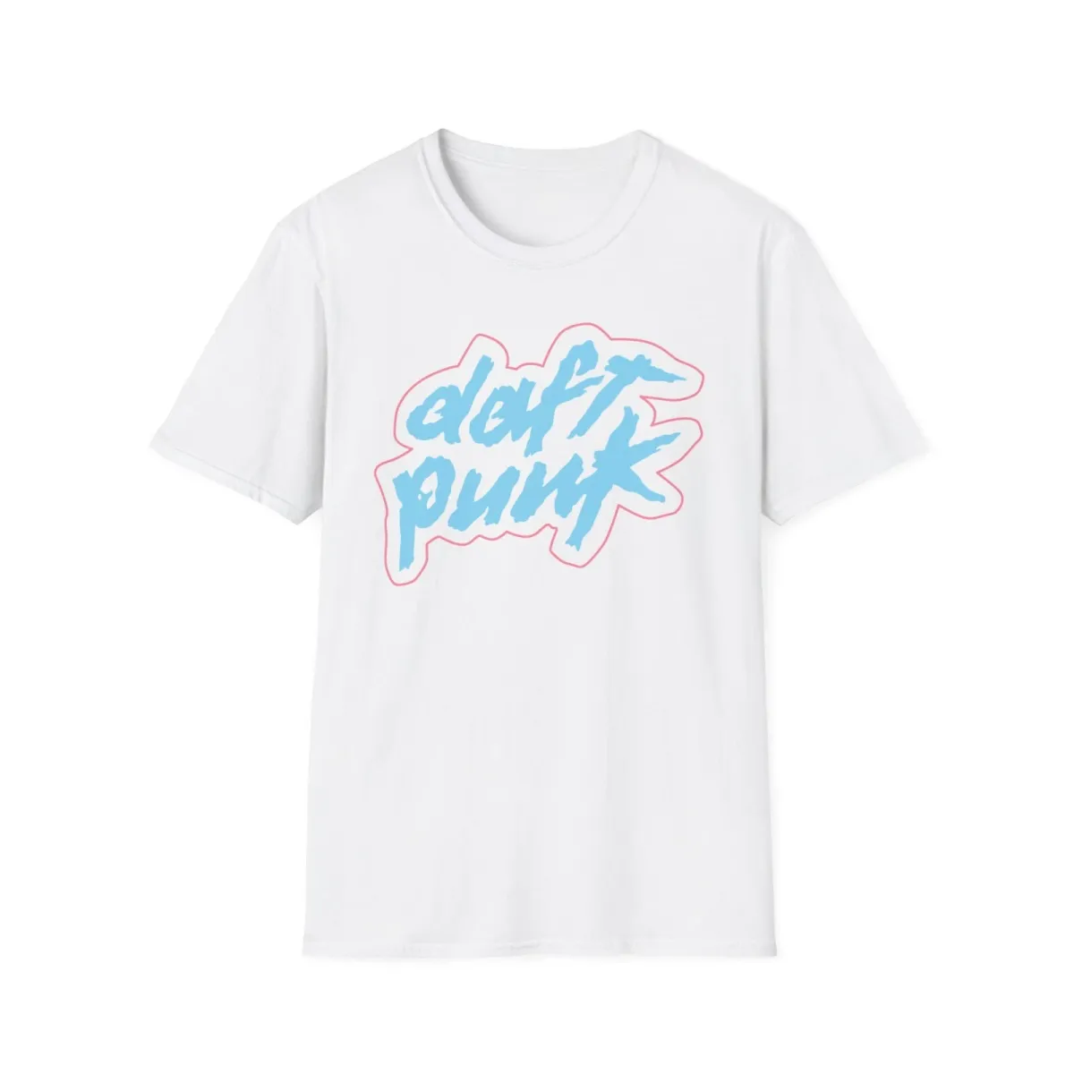 Daft Punk Logo White Black Tee Shirt Blue Pink Logo Retro TShirt T-Shirt Mens Womens Tees Top_viptrois.com