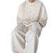 Jacquard Texture Full Print Milky White Sports Suit Trendy Brand Niche Design Loose Sweatshirt Casual Pants Two Piece Set_viptrois.com