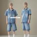 Men's Clothing Fashion Cleanfit Washed Casual White Short Sleeved Shirt Suit Spring And Summer_viptrois.com