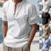 Summer European And American Men's Casual Loose Shirts, Trendy Stand-up Collar Linen Short-sleeved Solid Color Shirts, Plus-size Men's Wear_viptrois.com