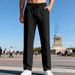 Men’s Straight-Leg Twill Casual Pants – Lightweight Polyester, Drawstring Waist (8 Colors, S-XXXL)_viptrois.com