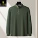 Men’s Double-Sided Piqué Polo Shirt – 280g Stand Collar With Metal Zipper, Long Sleeve Autumn/Winter Casual Fashion (6 Colors, M-4XL)_viptrois.com