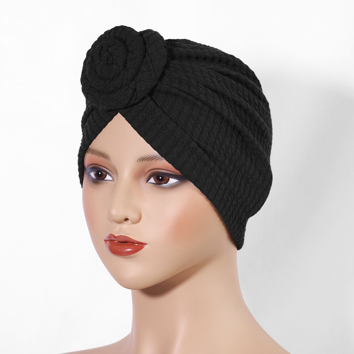 Thickened Elastic Flower Headscarf Hat - Ethnic Style Twisted Warm Hat (Fashionable & Versatile, European & American Design, Winter Headwear)_viptrois.com