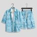Men's Clothing Ice Silk Beach Suit Men's Short Sleeve Floral Shirt Large Size Loose Hawaii Quick Dry Casual Shorts Couple Suit_viptrois.com