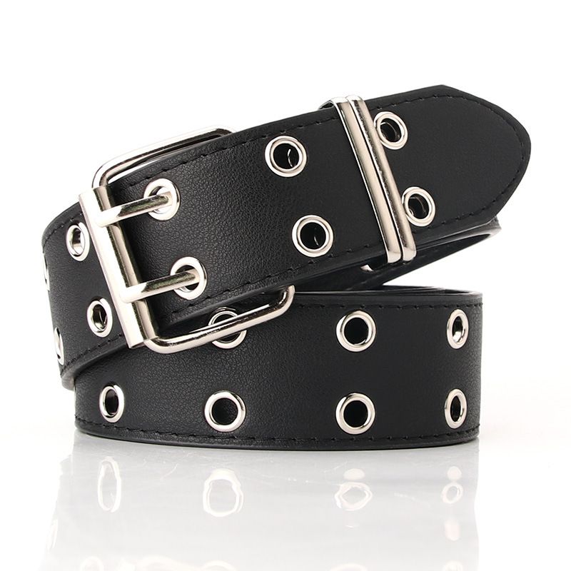 Women's Belts style women's casual belt, new punk style belt for women, double row cornrows hollow wide belt wholesale_viptrois.com