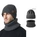 Knitted hat scarf set unisex winter thick warm hat two piece ear protection casual wool hat_viptrois.com