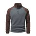 Autumn 2025 European-USA Fashion Outerwear Men's Stand Collar Half Zipper Splicing Long Sleeve Casual Fleece Sweatshirts_viptrois.com