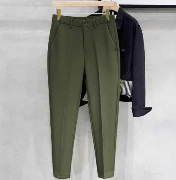 Men's Clothing High-end Men's Casual Pants Slim Spring And Autumn New Straight Suit Pants Men's High-end Drape Nine-point Pants_viptrois.com