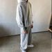 Men's Clothing Casual Simple Couple Fashion Hoodie Sweatshirt Solid Color Loose Sweatshirt Sweatpants_viptrois.com