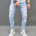 Men's Clothing Personalized Trendy New Casual Jeans Men's Slim Ripped Trousers High Street Tights_viptrois.com