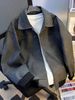 Men's Vintage Style PU Leather Jacket - Windproof Casual Hooded Coat With Zipper Closure, Slim Fit For Spring & Autumn (Grey, Brown, Pink)_viptrois.com