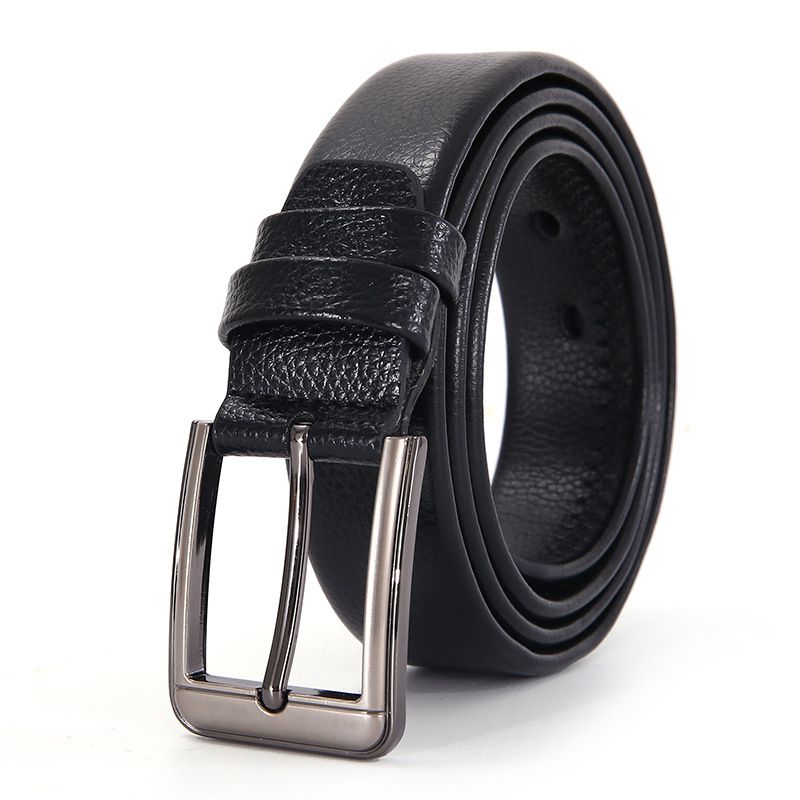 Men's Belt Genuine Leather 3.3CM Pin Buckle Cowhide Laminated Belt Men's Casual Jeans Belt_viptrois.com