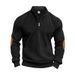 Men's Clothing Autumn And Winter New Solid Color Men's Half Zip Corduroy Casual Stand Up Collar Long Sleeved Sweatshirt Men_viptrois.com