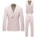 Men's hollow large size suit three-piece double-breasted business casual suit 7110_viptrois.com