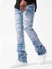 The New Men's Denim Street Fashion Hit Stretch Patch Denim Straight-leg Pants_viptrois.com