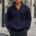 Men's Clothing American Retro Casual Stand Up Collar Zipper Pullover Loose Knitted Heavy Stitching Jacquard Autumn And Winter Long Sleeved Sweatshirt_viptrois.com