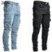 Men's Cargo Brand Slim Fit Skinny Jeans Korean Style Trendy Personality Jogger Ins Tight Pocket Pants_viptrois.com