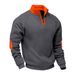 2025 Fashion Outerwear Men's Stand Collar Splicing Long Sleeve Casual Loose Sweatshirts S-3XL_viptrois.com