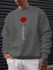 Men's Loose Casual Fashionable Rose And Letter Printed Round Neck Long Sleeved Sweatshirt For Autumn And Winter_viptrois.com