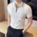 Men's Half Zip Short-Sleeved Polo Shirt Color-Block Ice Silk Stretch Casual Thin Top Recommended by Douyin And Xiaohongshu_viptrois.com