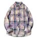 Retro Ink Tie Dye Checkered Shirt Men's Loose Casual Shirt Jacket Top_viptrois.com