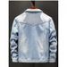Fleece Thickened Denim Jacket Men's Autumn Lamb Wool Men's Casual Jacket Thermal Cotton-padded Jacket Plus Size_viptrois.com