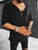 Men's Clothing V Neck Short Sleeved Knitted Sweater_viptrois.com