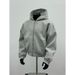 Men's Box-Cut Zip-Up Hoodie - Cleanfit Cropped Jacket With Oversized Fit, Streetwear Pullover In Grey For Urban Style_viptrois.com