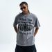 American Style 260G Portrait Letter Print Loose Cotton Short Sleeve T-Shirt Unisex Streetwear_viptrois.com