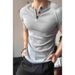 Men's Slim Fit Henley T-Shirt - Heavyweight Cotton Short Sleeve Muscle Tee_viptrois.com