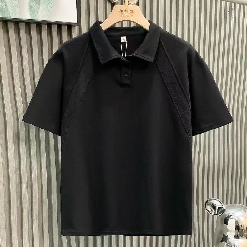 Men's Trendy Loose Fit Polo Shirt New Summer Style Versatile Deconstructed Patchwork Mamba Cotton Short Sleeve Lapel T-Shirt Top_viptrois.com