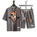 Men's Clothing Hip Hop Summer Street Style Men's Waffle Suit Cool Bear Pattern Luxury T-Shirt And Shorts Set_viptrois.com