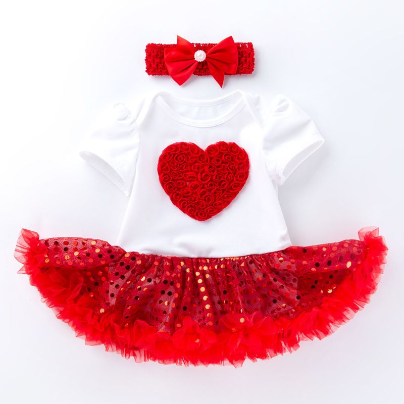 Baby Clothing Mother's Day Children's Clothing Baby Love Sequins Short Sleeve Halter Dress Holiday Princess Dresses_viptrois.com