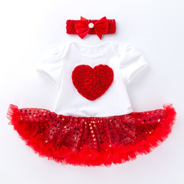 Baby Clothing Mother's Day Children's Clothing Baby Love Sequins Short Sleeve Halter Dress Holiday Princess Dresses_viptrois.com