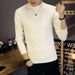 Pure Autumn Winter Sweater Mid-Neck Trendy Men's Fleece-Lined Thickened Base Shirt Slim Fit Half-High Neck Knitwear_viptrois.com