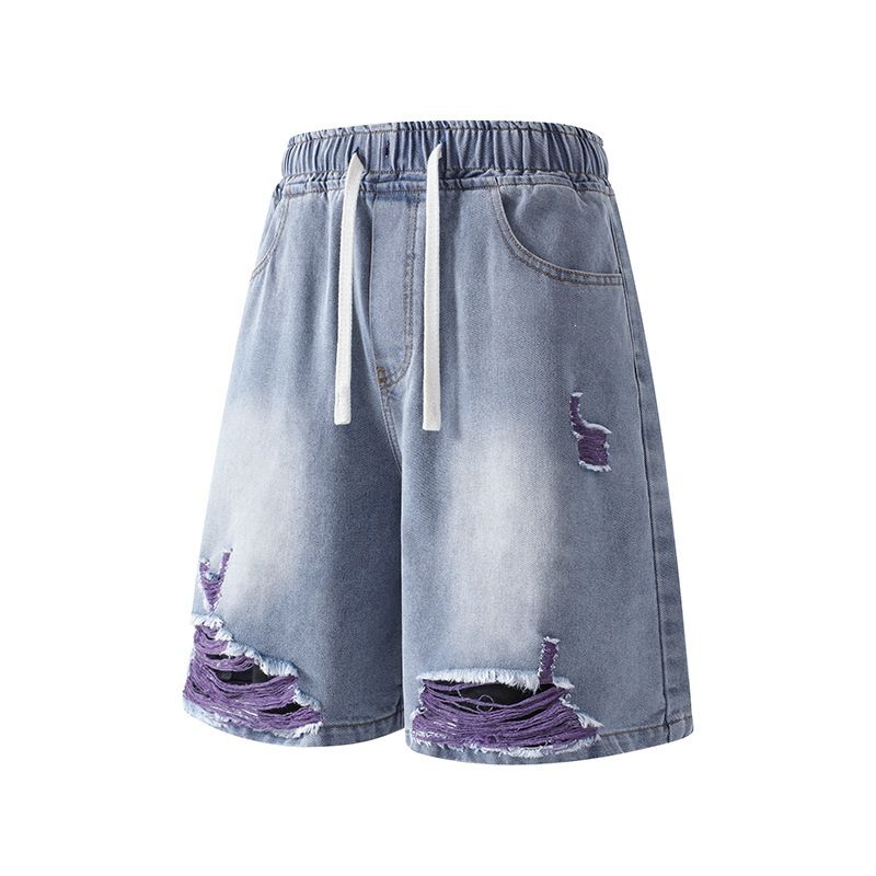 Men's Clothing New Retro Denim Shorts Washed Distressed Ripped Jeans Stylish And Rebellious_viptrois.com