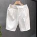 Men's Light Business Suit Shorts Slim Fit Straight Leg Five Point Pants White Casual Mid Length Wrinkle Free Summer Trousers_viptrois.com