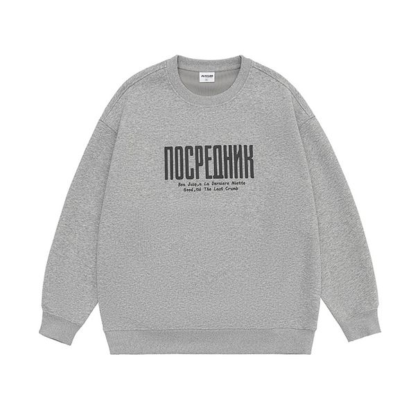 Muchu Clothing | 420G American Style Fit Sports Sweatshirt Men's Loose Letter Print Crew Neck Top_viptrois.com