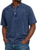 Men's Distressed Washed Henley Shirt – Long Sleeve Slim Fit Pullover, Casual Spring/Summer Top (Multiple Colors, Sizes S-4XL)_viptrois.com