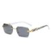 1pc Fashion Transparent Rectangle Lens Glasses, Metal Outdoor Casual Men's Sunglasses_viptrois.com