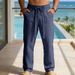Men's Retro Linen Straight Leg Trousers Loose Woven Summer Bottoms Source_viptrois.com