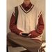 Men's Clothing Autumn And Winter Loose American Retro V Neck Vest Sweater Men's Design Sense Japanese College Style Couple Vest Sweater_viptrois.com