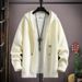 Deer Plush Solid Color Sweater Cardigan Versatile And Fashionable Hooded Knitted Sweater Sweater Thread Jacket_viptrois.com