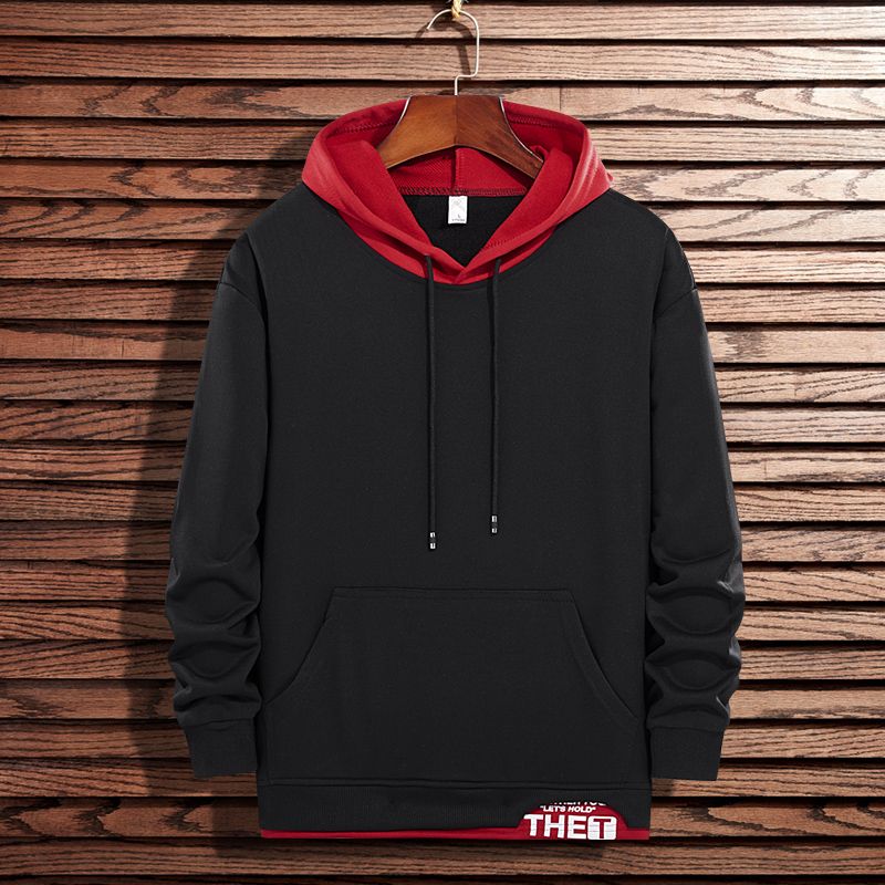 Men's Sweater Casual Hooded Loose Fake Two-piece Top_viptrois.com