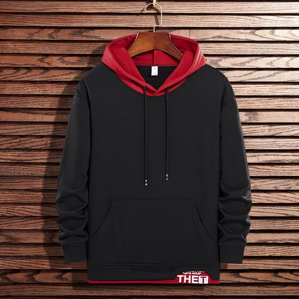 Men's Sweater Casual Hooded Loose Fake Two-piece Top_viptrois.com