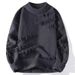 Winter Sweater Men's Trend Solid Color Versatile Round Neck Long Sleeve Thickened Base Japanese Lazy Ripped Knitted Sweater_viptrois.com
