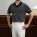 Men's Slim Fit Knitted Polo Shirt Cuban Collar Short Sleeve V Neck Summer T-Shirt Color Block Stretch Top For Men_viptrois.com