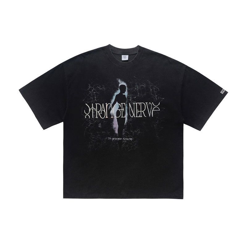 American-style 300g High-weight Washed Vintage Colorful Reflective Film Direct-printed Loose Short-sleeve T-shirt_viptrois.com