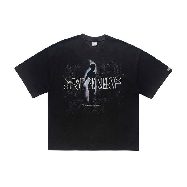 American-style 300g High-weight Washed Vintage Colorful Reflective Film Direct-printed Loose Short-sleeve T-shirt_viptrois.com